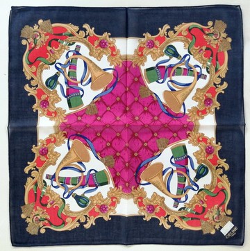 CÉLINE Paris 古著純棉手帕 – 巴洛克喇叭圖案 19 x 19 英吋