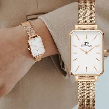 Daniel Wellington DW Quadro系列 極簡美學方形米蘭帶女錶 暑期質感選物 送禮首選-20x26mm/玫瑰金框 DW00100431