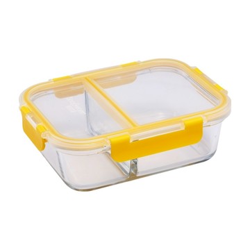 Corelle Brands 康寧餐具 Eco Divided 可拆扣分隔玻璃保鮮盒 1050ml  黃色 1.05L  1個