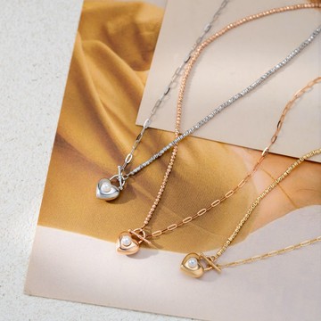 Baby Akoya 18K金 心形吊墜頸鏈