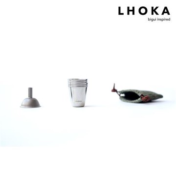 LHOKA小烈性酒杯不銹鋼手工收納鈦金屬漏斗戶外威士忌分享杯輕量