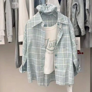 🌸YR🌸 兒童防曬外套 女童夏季防曬衣 中大童外套 女童格子襯衫防曬衣夏裝新款洋氣兒童外套長袖襯衣中大童上衣春秋