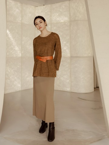 真兩件針織圓領洋裝上衣套裝組