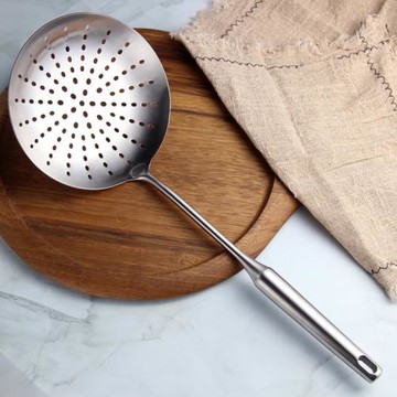 SUS304不銹鋼大號漏勺空心圓棒撈餃子勺大笊籬撈面瀝水油撈面勺