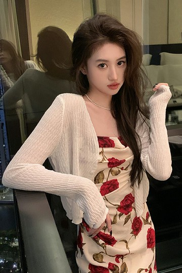 薄款冰絲針織開衫女夏季搭白色配裙子外套外搭吊帶防曬小披肩罩衫