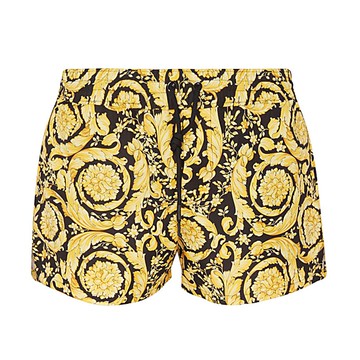 Versace - Black And Gold Baroque Swim Shorts