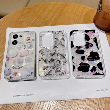 彩貝復古花朵適用oppofindn2手機殼折疊屏oppofindN2硅膠保護套OPPO新款findn2防摔殼小清新女款n2前后翻蓋殼