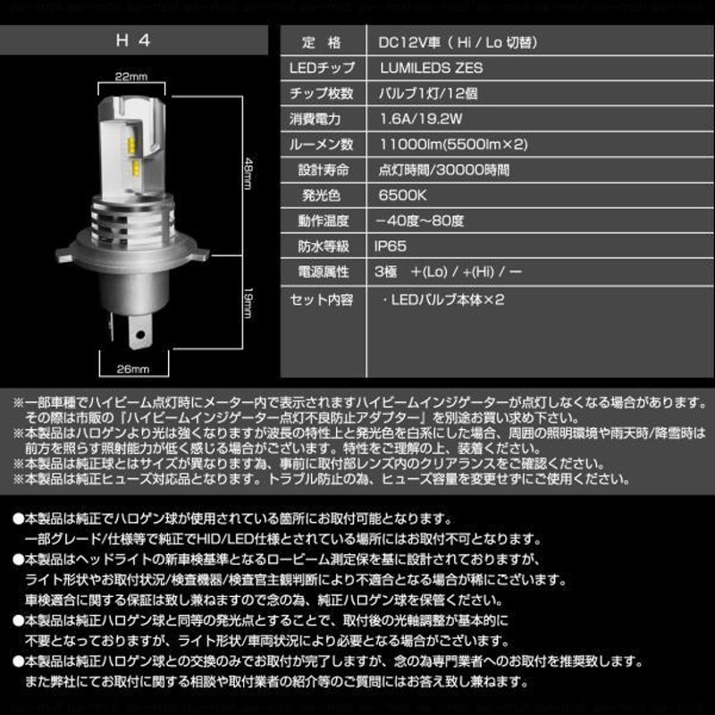 デリカ D2 MB36S LED ヘッドライト ロービーム/ハイビーム Hi/Lo 切替