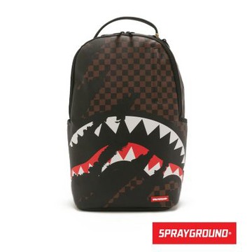 SPRAYGROUND-撕裂感造型鋸齒鯊大容量後背包-咖啡色
