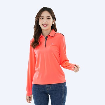 遊遍天下 女款抗UV涼爽吸濕排汗機能POLO長衫GL1016螢光桔