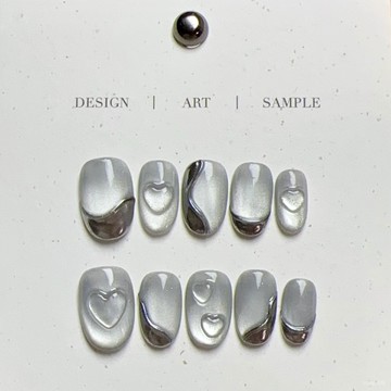 😍加一出品😍純手工穿戴甲高級ins風小衆日常美甲奢貓眼魔鏡粉顯白指甲片精緻穿戴甲 XA6F