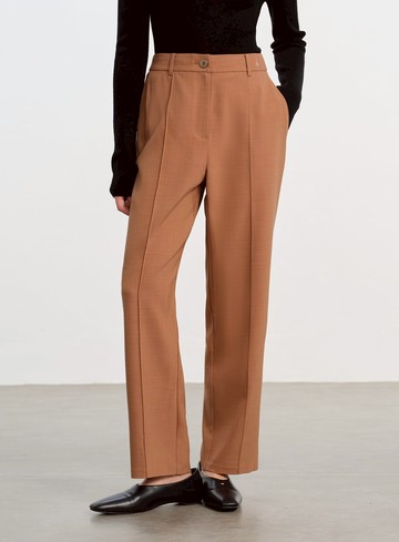 經典麂皮拼接九分褲