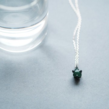 三角 綠水晶 燻銀 項鍊 銀 925