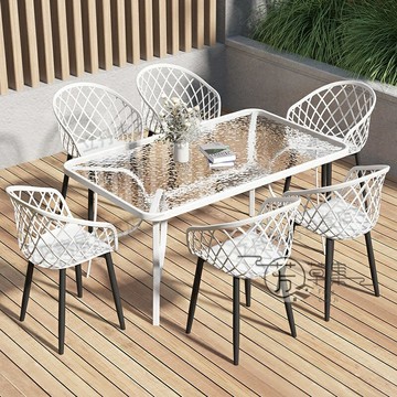 戶外桌椅組合庭院花園 休閑簡約陽臺小茶幾 奶茶店外擺靠背椅子