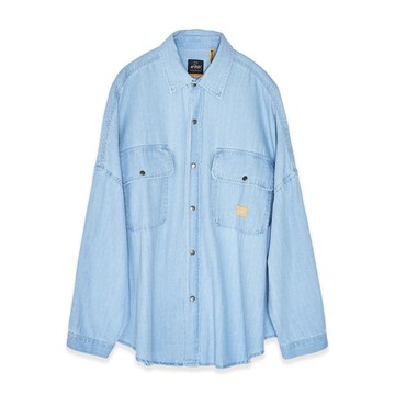 5th STREET｜女裝｜寬版長版牛仔襯衫｜拔淺藍