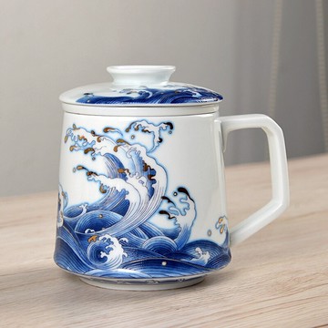 文化創意杯子陶瓷水杯帶蓋馬克杯男士中國風辦公室過濾喝茶杯禮品