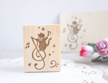 喜愛音樂的小貓印章