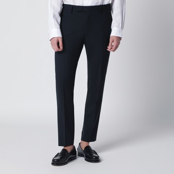 Navy blue wool-blend trousers