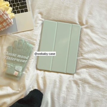 INS豆沙綠 三折翻蓋平板殼pro11/2023/10.9/2/air5筆槽ipad保護套