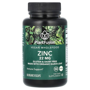 PlantFusion, 全素全食，鋅，22 毫克，60 粒有機素食膠囊