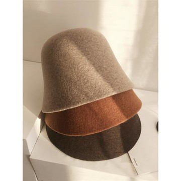 秋冬羊毛小盆帽秋冬水桶帽顯臉小漁夫帽冷淡風潮酷英倫女保暖時尚