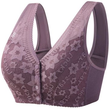 新款中老年媽媽無鋼圈收副乳聚攏內衣文胸前扣大媽棉質背心胸罩女