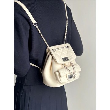 小香風包包女2024新款百搭菱格鏈條雙肩包高級感質感小眾設計背包