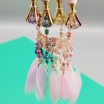 蝴蝶羽毛吊墜活動鉛筆05鉆石頭自動鉛筆韓版可愛少女掛件筆