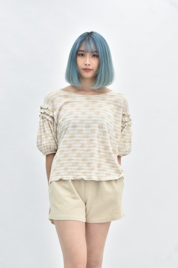 【加購優惠】(L) a al sha 棉質圓領杏色短袖上衣