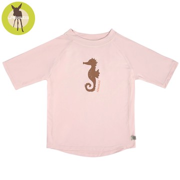 德國Lassig-嬰幼兒抗UV短袖泳裝上衣-霧粉海馬