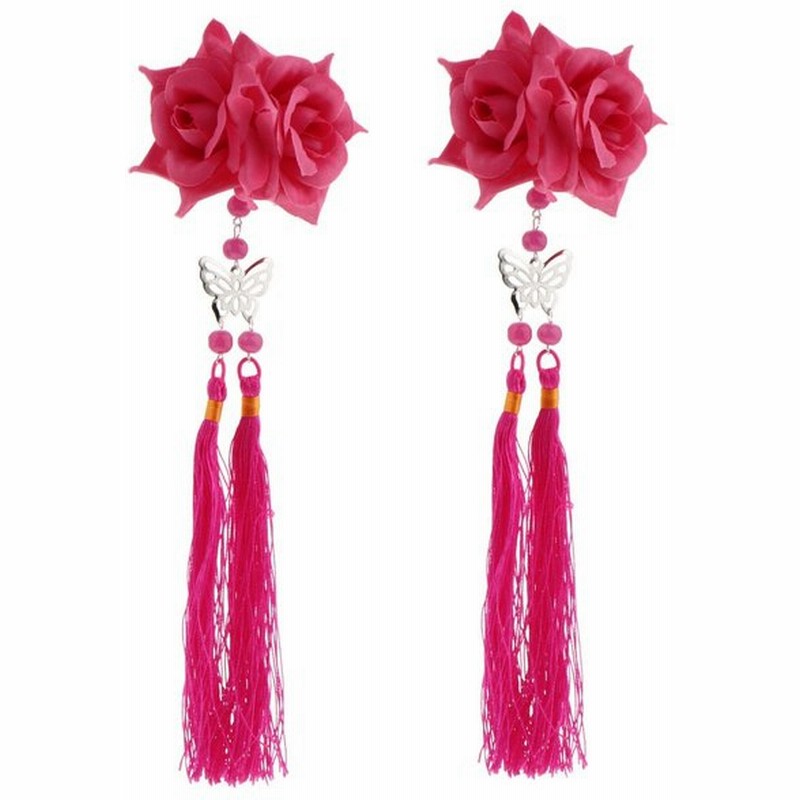 女性 中華風 古典的 花 タッセル ヘアクリップ ヘアアクセサリー 贈り物 髪飾り 1ペアセット 全8色 ホトピンク 通販 Lineポイント最大0 5 Get Lineショッピング
