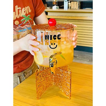 高顏值大容量冷飲桶家用高硼硅玻璃冷水壺聚會自制果汁飲料調酒桶