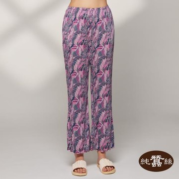 【岱妮蠶絲】純蠶絲42針110G女居家印花九分褲-美人魚-粉紫(WWE6A301)