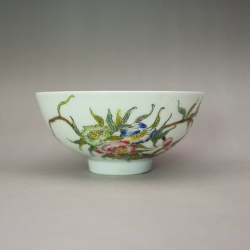 清光緒粉彩花卉紋碗 手工手繪仿古瓷器古玩古董陶瓷收藏品擺件