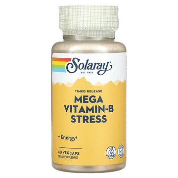 Solaray, 緩釋，Mega Vitamin-B Stress，60 粒素食膠囊