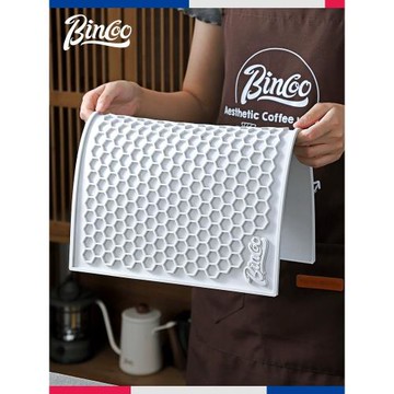 Bincoo咖啡吧臺收納墊咖啡杯瀝水墊防滑意式咖啡壓粉墊米白色墊子