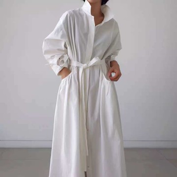 【巴黎精品】現貨+預購 女洋裝長袖連身裙大尺碼長裙連衣裙A字裙休閒大碼女裝-簡約寬鬆襯衫裙女裙子a1au25