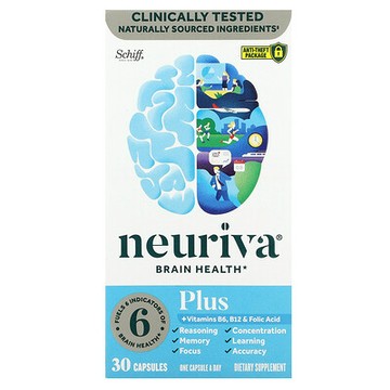 Schiff, Neuriva Brain Health，加維生素 B6、B12 和葉酸、草莓，30 粒膠囊