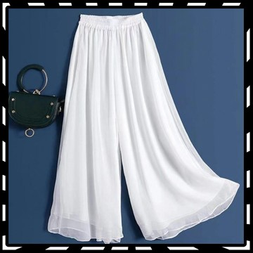 🥇桃園出貨 品質保證🥇 春鞦夏季高腰顯瘦雪紡闊腿褲雙層舞蹈褲子練功褲廣場舞大擺褲裙女 💯滿額免運💯147-C-7