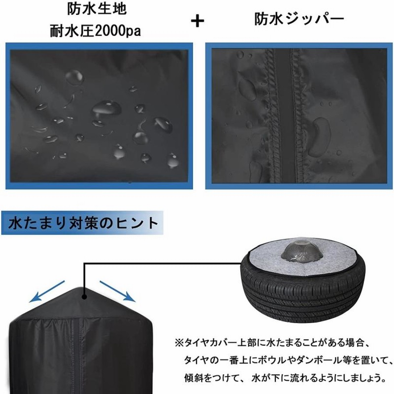 堅実な究極の タイヤカバー 屋外 防水 1本用 車 1本 4本 4枚 セット 厚手 車用 タイヤ カバー 軽自動車 ミニバン SUV 自動車  スペアタイヤ 210D 210デニール 収納 丈夫