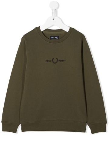 Fred Perry Kids - embroidered logo fleece sweatshirt - kids - Cotton - 8 yrs - Green