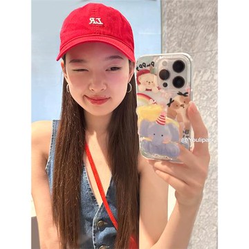 由里公園ins可愛少女大象支架適用11蘋果15ProMax手機殼iPhone13全包15新款12Pro軟14Promax防摔保護套14夏日