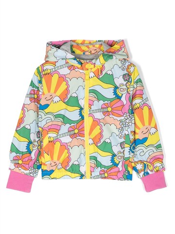 Stella McCartney Kids - graphic-print hooded jacket - kids - Recycled Polyester/Cotton - 6 mth - Yellow