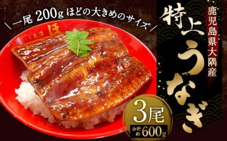 特上うなぎ 600g(200g×3尾) タレ付き うなぎ 鰻