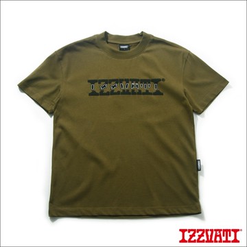 IZZVATI-交錯工影印花短T-墨綠