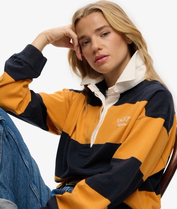 Superdry Women's Heritage Stripe Rugby Top Yellow Size: 10