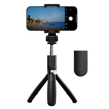 Nuart 無線藍牙輕量智慧型手機三腳架自拍棒  1個  黑色  N-ST-L01