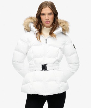 Superdry Women's Fuji Belted Puffer Jacket White Size: 6