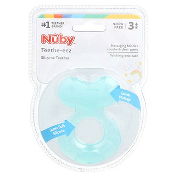 Nuby, 硅膠牙膠，牙齒，3 個月以上，湖綠色，2 件套