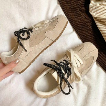 芭蕾風德訓鞋女2025春秋新款平底小白鞋百搭運動休閑鞋軟底阿甘鞋